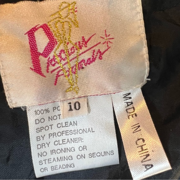 Precious Formals 10 Vintage Y2K Black Beaded Sequins Lace Cut Out Long Dress - Picture 5 of 5